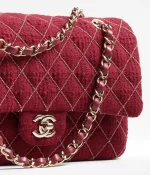 CHANEL / CLASSIC HANDBAG Wool Tweed & Gold-Tone Metal Burgundy - 图片 2