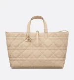 DIOR / LARGE DIOR TOUJOURS BAG Powder Beige Macrocannage Calfskin M2820OSHJ_M51U