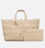 DIOR / LARGE DIOR TOUJOURS BAG Powder Beige Macrocannage Calfskin M2820OSHJ_M51U - 图片 4