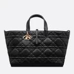 DIOR / LARGE DIOR TOUJOURS BAG Black Macrocannage Calfskin M2820OSHJ_M900