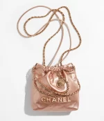 CHANEL / CHANEL 22 MINI HANDBAG Metallic Calfskin & Pink Gold-Tone Metal Copper Metallic Calfskin & Pink Gold-Tone Metal Copper
