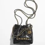 CHANEL / CHANEL 22 MINI HANDBAG Shiny Calfskin & Gold-Tone Metal Black Ref.  AS3980 B08037 94305