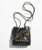 CHANEL / CHANEL 22 MINI HANDBAG Shiny Calfskin & Gold-Tone Metal Black Ref.  AS3980 B08037 94305