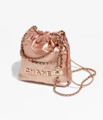 CHANEL / CHANEL 22 MINI HANDBAG Metallic Calfskin & Pink Gold-Tone Metal Copper Metallic Calfskin & Pink Gold-Tone Metal Copper - 图片 4