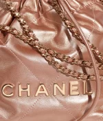 CHANEL / CHANEL 22 MINI HANDBAG Metallic Calfskin & Pink Gold-Tone Metal Copper Metallic Calfskin & Pink Gold-Tone Metal Copper - 图片 2