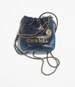 CHANEL / CHANEL 22 MINI HANDBAG Shaded Calfskin & Gold-Tone Metal Blue & Dark Blue Ref.  AS3980 B10681 NN490