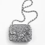 CHANEL / MINI FLAP BAG Embroidered Satin, Sequins, Glass Pearls & Ruthenium-Finish Metal Ref.  AS4269 B13685 NQ843 Silver