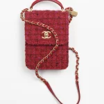 CHANEL / MINI FLAP BAG WITH TOP HANDLE Wool Tweed, Lambski & Gold-Tone Metal Red, Purple & Black Ref.  AS4285 B13746 N7491