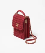 CHANEL / MINI FLAP BAG WITH TOP HANDLE Wool Tweed, Lambski & Gold-Tone Metal Red, Purple & Black Ref.  AS4285 B13746 N7491 - 图片 3