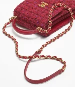 CHANEL / MINI FLAP BAG WITH TOP HANDLE Wool Tweed, Lambski & Gold-Tone Metal Red, Purple & Black Ref.  AS4285 B13746 N7491 - 图片 5