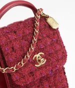 CHANEL / MINI FLAP BAG WITH TOP HANDLE Wool Tweed, Lambski & Gold-Tone Metal Red, Purple & Black Ref.  AS4285 B13746 N7491 - 图片 4