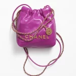 CHANEL / CHANEL 22 MINI HANDBAG Shiny Calfskin & Gold-Tone Metal Purple Ref.  AS3980 B08037 NQ338