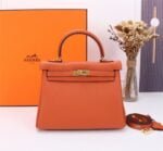 HermèsKelly ???????????????? Calf Gold hardware Orange size: ????????????????/ ????????????????
