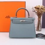Hermès Kelly ???????????????? Calf Sliver hardware Linen blue size: ????????????????/ ????????????????