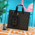 FENDI peekaboo Canvas Tote with mobile phone bag Black 2118 Size: 37*32 cm