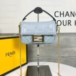 FENDI BAGUETTE Mini Chain Strap Light Blue Handbag Size: 4*18*11cm