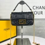 FENDI BAGUETTE Mini Chain Strap Black Handbag Size: 4*18*11cm