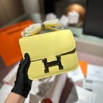 Hermès Constance Swift cowhide leather Sliver Hardware Yellow size: 19cm