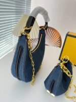 FENDI half moon bag Underarm bag jeans with chain strap Size: 28*16 cm/19*10cm - 图片 4