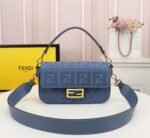 FENDI Baguette F embroidery Light Blue shoulderbag F2029 Size: 26*5*15CM