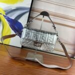 FENDI BAGUETTE Embossed design Sliver Handbag F0191 Size: 26x5x15cm