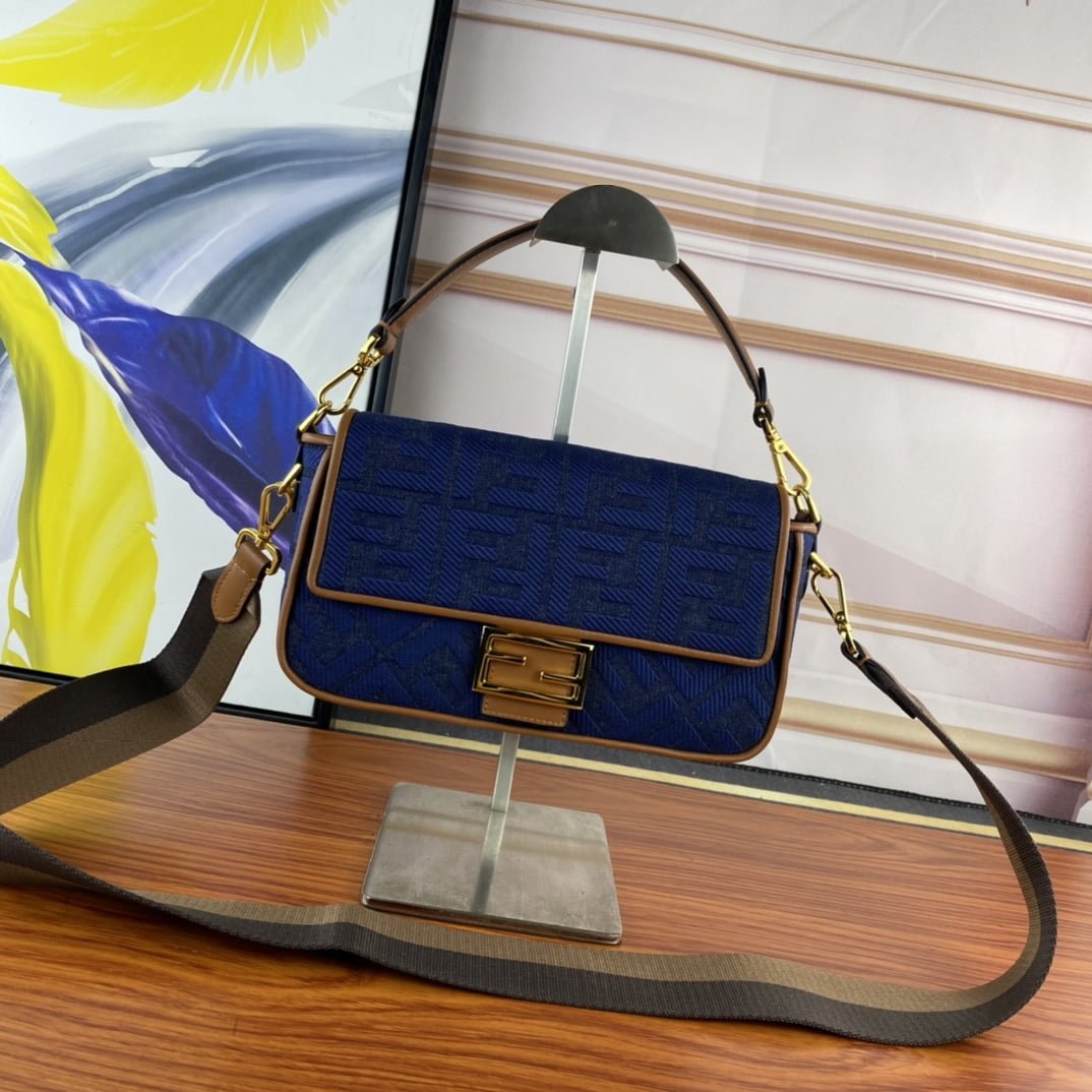 i1682175407_703_0 FENDI Baguette F embroidery Dark Blue shoulderbag F2029 Size: 26*5*15CM - 图片 1