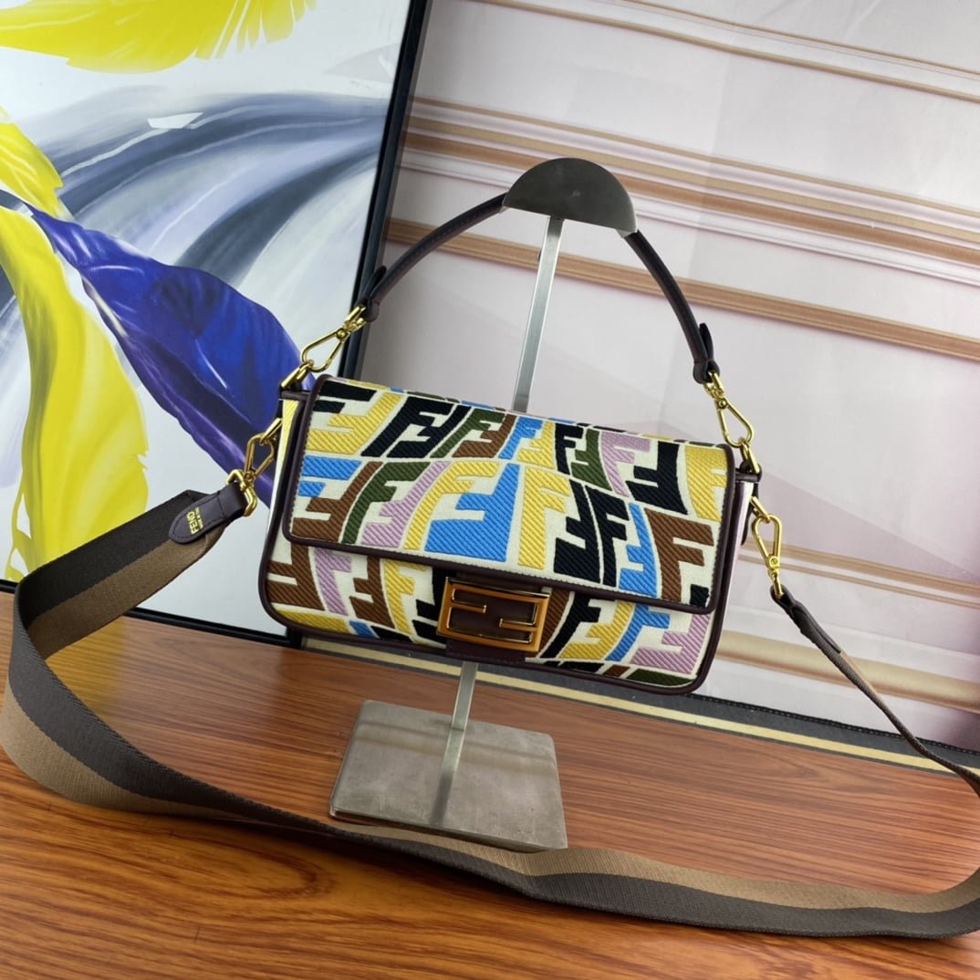 i1682175452_5285_0 FENDI Baguette Rainbow F embroidery colors shoulderbag F2029 Size: 26*5*15CM - 图片 1