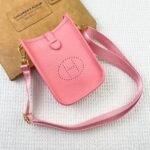 Hermès Evelyn TOGO mini phone bag Pink 336 size: 18*12.5*4cm