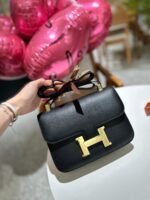 Hermès Constance cowhide leather Gold hardware Black size: 24cm/20cm