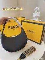 FENDI half moon bag Underarm bag Black Size: 28*16cm