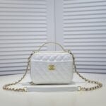 Chanel Caviar alphabet Camera chain crossbody White handle bag