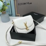YSL saddle cowhide leather shoulder bag 0233 white size: 19*16*6cm