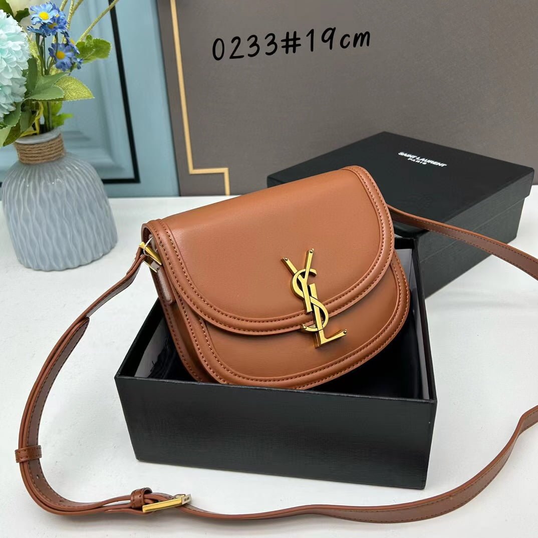 a1678168282630_2872 YSL saddle cowhide leather shoulder bag 0233 brown size: 19*16*6cm - 图片 1