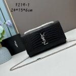 YSL Kat crocodile chain strap shoulder bag with sliver hardware 7219 black size: 20*14*5cm/24*15*6cm - 图片 2