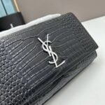 YSL Kat crocodile chain strap shoulder bag with sliver hardware 7219 black size: 20*14*5cm/24*15*6cm - 图片 4