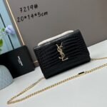 YSL Kat crocodile chain strap shoulder bag with gold hardware 7219 black size: 20*14*5cm/24*15*6cm - 图片 2