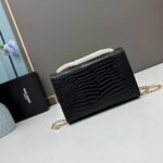 YSL Kat crocodile chain strap shoulder bag with gold hardware 7219 black size: 20*14*5cm/24*15*6cm - 图片 4