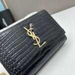 YSL Kat crocodile chain strap shoulder bag with gold hardware 7219 black size: 20*14*5cm/24*15*6cm - 图片 5