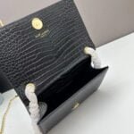 YSL Kat crocodile chain strap shoulder bag with gold hardware 7219 black size: 20*14*5cm/24*15*6cm - 图片 8