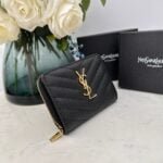 YSL Kat caviar Short round zip wallet 1890 black size: 12*10*3CM - 图片 3