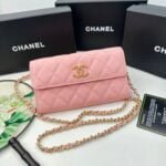 Chanel Rhombus caviar cowhide chain crossbody bag pink 8001 size: 18*10.5*3.5 cm