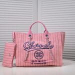 Chanel new beach bag denim bag Pink with little wallet size: 48*38*30*14cm