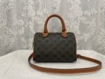 CELINE Leather Boston bag TRIOMPHE CANVAS yellowish-brown 3116 Size:19.5*14*7.5 cm - 图片 3