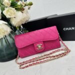 Chanel chain crossbody bag diamond and litchi cowhide Rose red 50098 size: 19*10*3.5㎝