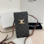 CELINE Mobile phone bag with leather strap Size: 10*2*19cm