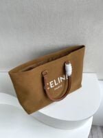 CELINE horizontal printed canvas and calfskin handbag brown Size: 44*32*16cm - 图片 7