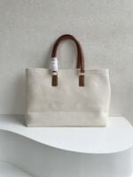 CELINE horizontal printed canvas and calfskin handbag white Size: 44*32*16cm - 图片 8