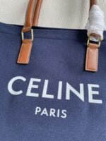 CELINE horizontal printed canvas and calfskin handbag Blue Size: 44*32*16cm - 图片 3