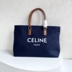 CELINE horizontal printed canvas and calfskin handbag Blue Size: 44*32*16cm