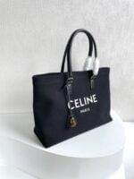 CELINE horizontal printed canvas and calfskin handbag Black Size: 44*32*16cm - 图片 2
